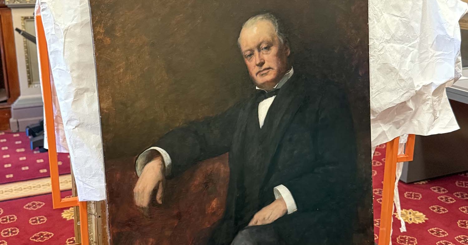 Duncan Gillies' portrait, mid-way through restoration.